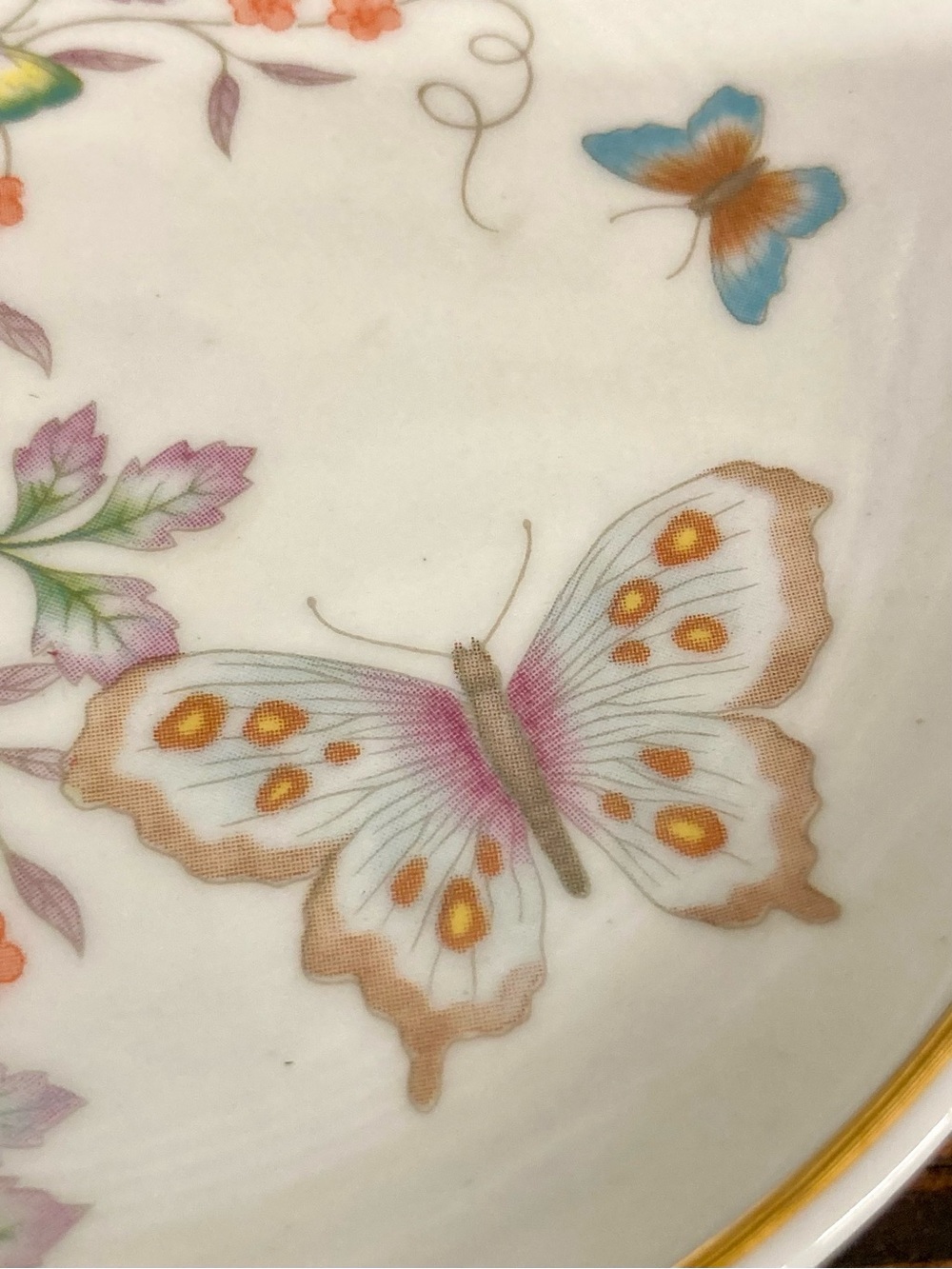2 Vintage Avon Porcelain Mini Plates 22k Gold Trim 1979 Floral Butterflies 4.25" - Picture 10 of 13